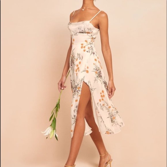 Reformation Gala Dress - Elegant White Floral Dress- Size 2 - Princess Print - Picture 3 of 8